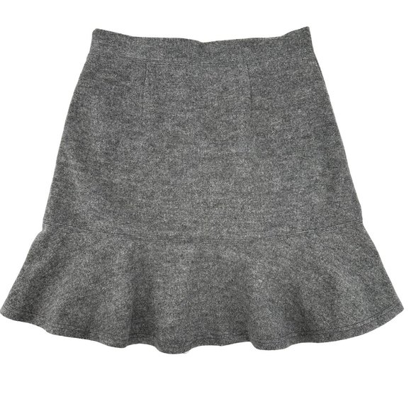 Maeve Anthropologie Womens Gray Thick Ruffle Hem Button Lined Mini Skirt Size 10 - Picture 3 of 7